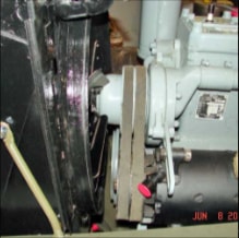 Halftrack fan belt and pulley assembly with red component detail June 2010