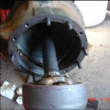 Halftrack front hub housing with spindle inserted assembly