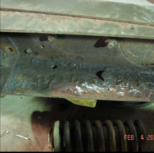 Halftrack frame rail rust damage detail