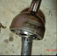 Halftrack axle shaft end with splines closeup