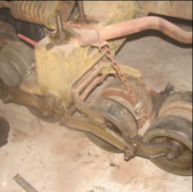 Halftrack bogie assembly undercarriage with rust