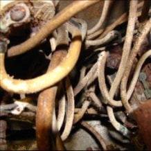 Tangled original wiring behind halftrack dashboard