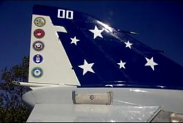 F4 Phantom tail section with American flag and military insignia
