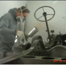 Halftrack frame sandblasting and painting detail