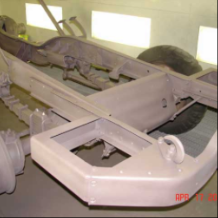 Halftrack frame painted primer in booth
