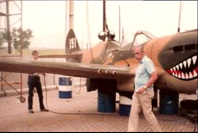 P-40 Warhawk on display in covered pavilion